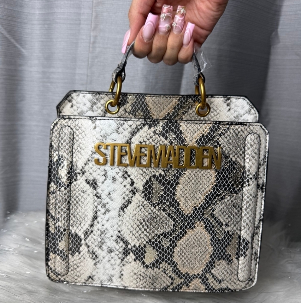 STEVE MADDEN Snakeskin Bevelyn Crossbody Satchel Bag - Picture 2 of 10